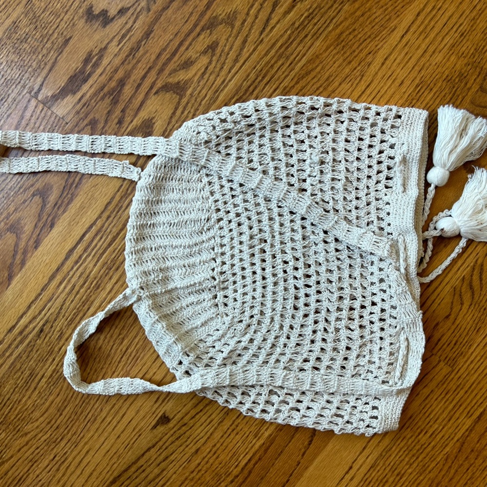 Knit, Drawstring Backpack Style Bag - image 3